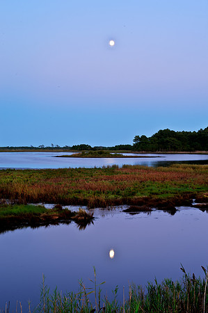 Rising Moon and Reflection over Chincoteague