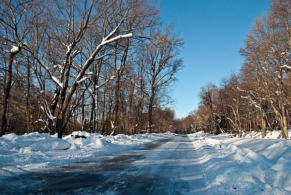 Freshly Plowed Cold Winter Road